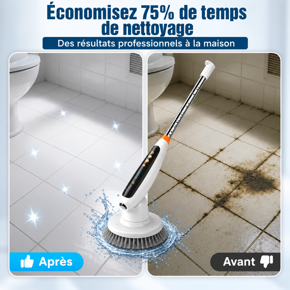 Brosse rotative électrique sans fil PowerClean™avec 9 têtes de brosse en 1