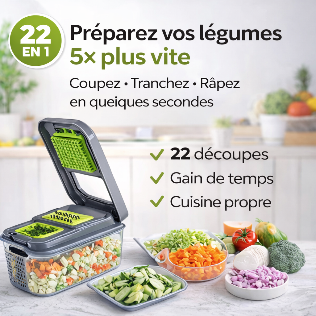 COUPE-LÉGUMES MULTIFONCTION 22-EN-1 | PRÉPAREZ VOS LÉGUMES EN QUELQUES SECONDES