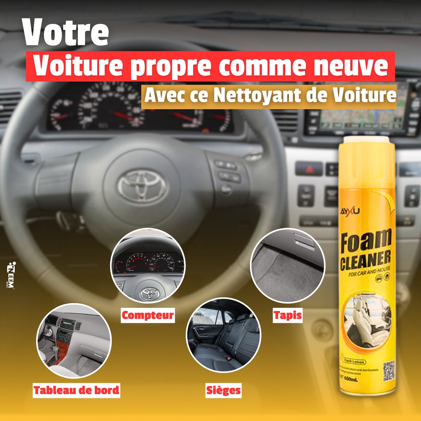 Mousse Nettoyante Multifonction pour Voiture et Maison