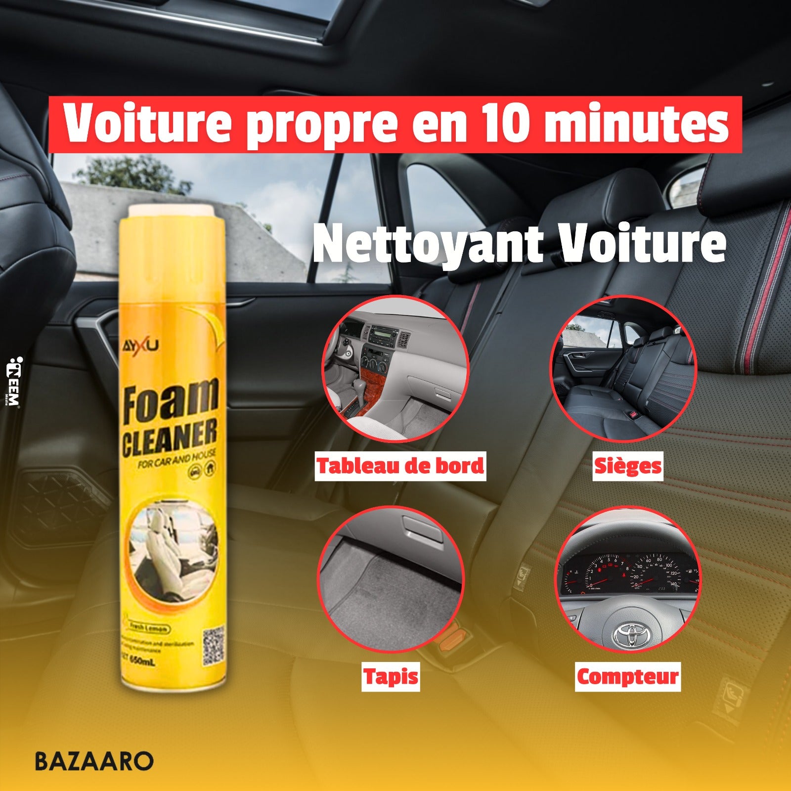 Mousse Nettoyante Multifonction pour Voiture et Maison