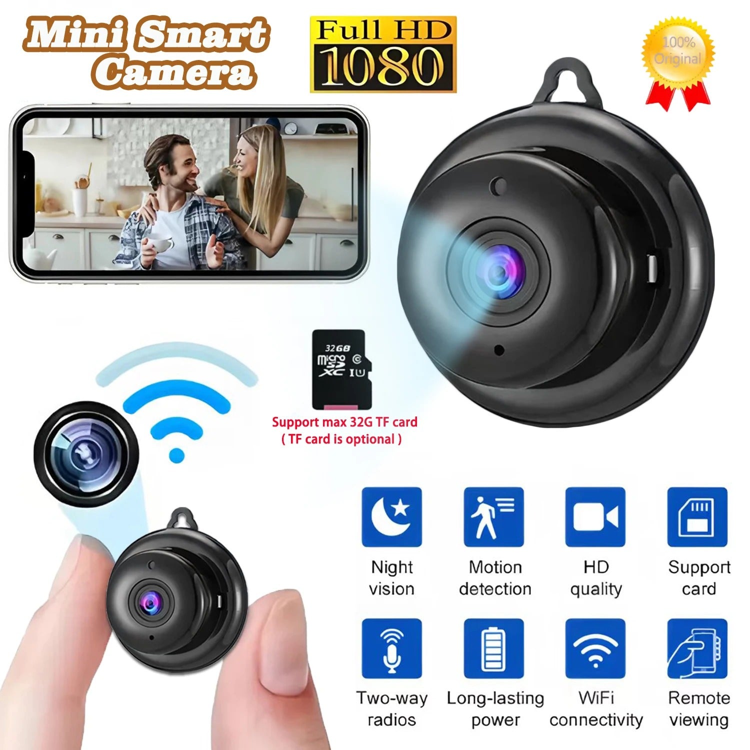 Mini Caméra Sans Fil V380 – Sécurité Intelligente 1080P HD Voyez. Écoutez. Surveillez. Protégez.