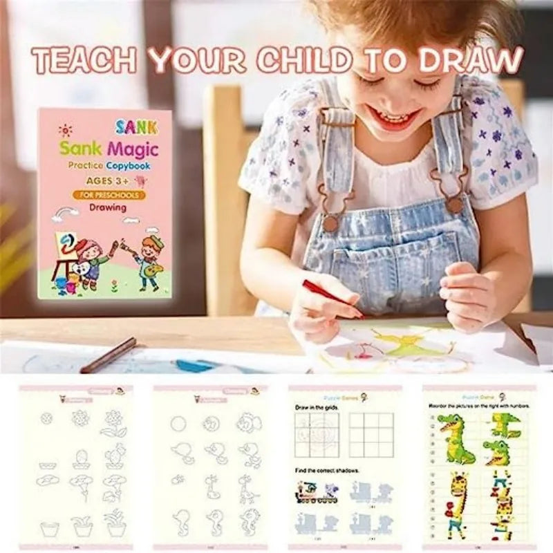 Cahier Magique d'Apprentissage Réutilisables pour Enfants